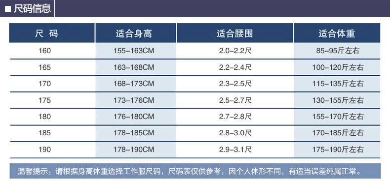 現(xiàn)貨工作服廠家純棉 夏季夾克男女尺寸表