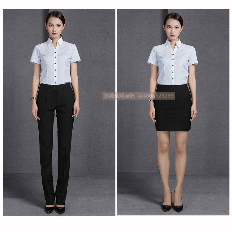 辦公條紋女士襯衣 修身襯衫-效果圖4